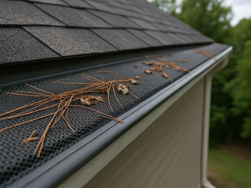 After: gutter guard shedding pine straw off the roofline