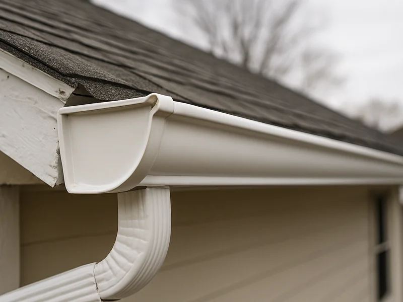 After: repaired gutter re-hung and properly pitched